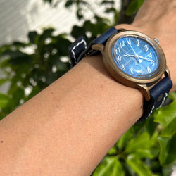 手作り腕時計　Via Aurelia(タータンチェックBlue & Navy Blue) 3枚目の画像