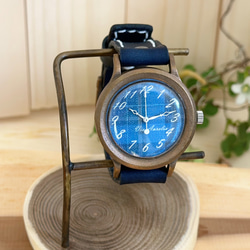手作り腕時計　Via Aurelia(タータンチェックBlue & Navy Blue) 5枚目の画像