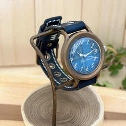 手作り腕時計　Via Aurelia(タータンチェックBlue & Navy Blue) 4枚目の画像