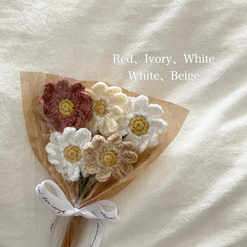 マーガレットブーケ 〗ミニブーケ 結婚式 かぎ編み ウェルカムスペース