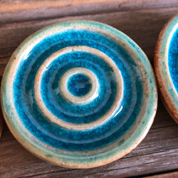 【陶器】鮮やかなペルシャ青釉のせっけん置き　ソープディッシュ・ソープ皿・石鹸　送料無料・ 2枚目の画像