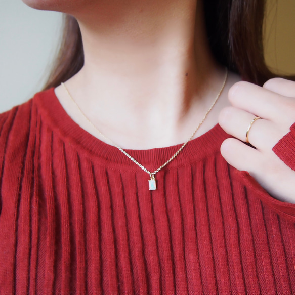 [熱門部落格推薦] 珍貴蛋白石項鍊，防過敏，14kgf，生日禮物，十月誕生石 第2張的照片