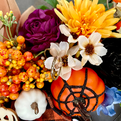 No.wreath-15516/特大ハロウィンリース23-(1) オレンジ系 50cm