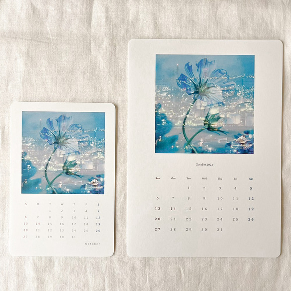 《4月はじまり》2024年カレンダー☆yuzu×ebi①【A5/ポストカードサイズ】 2枚目の画像
