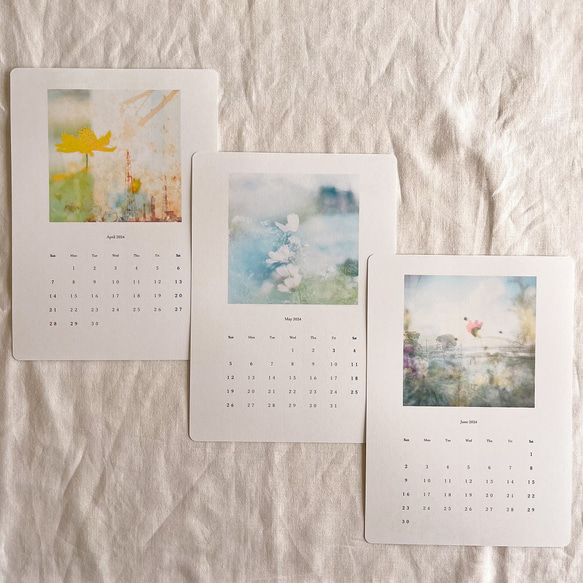 《4月はじまり》2024年カレンダー☆yuzu×ebi①【A5/ポストカードサイズ】 4枚目の画像