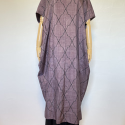 (op-07)　着物 和服　浴衣　リメイク　ドロップショルダー　コクーン　ワンピース　ドレス　紬 8枚目の画像