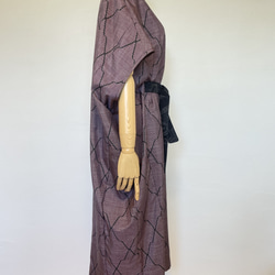 (op-07)　着物 和服　浴衣　リメイク　ドロップショルダー　コクーン　ワンピース　ドレス　紬 13枚目の画像