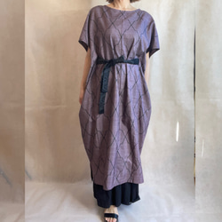 (op-07)　着物 和服　浴衣　リメイク　ドロップショルダー　コクーン　ワンピース　ドレス　紬 1枚目の画像