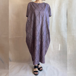 (op-07)　着物 和服　浴衣　リメイク　ドロップショルダー　コクーン　ワンピース　ドレス　紬 5枚目の画像