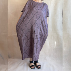 (op-07)　着物 和服　浴衣　リメイク　ドロップショルダー　コクーン　ワンピース　ドレス　紬 6枚目の画像