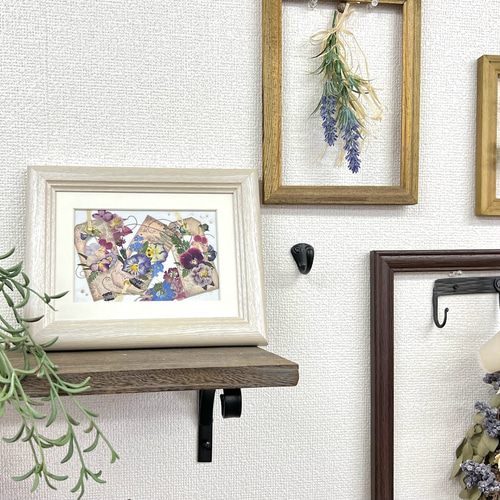 レトロ感を演出！古紙風のコラージュ押し花アート額 mini その他