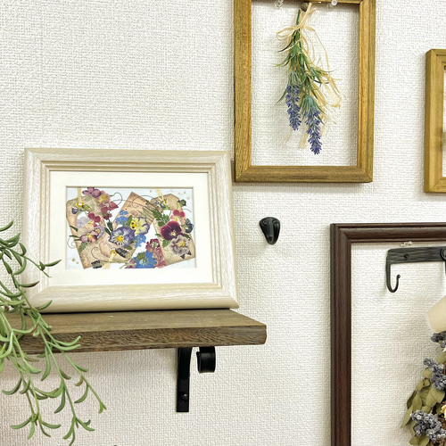 レトロ感を演出！古紙風のコラージュ押し花アート額 mini その他