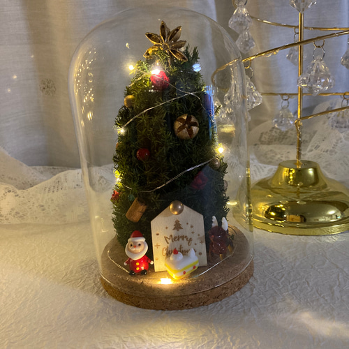 超早割クリスマス2025 コルクガラスドームツリー ガラス細工のサンタ