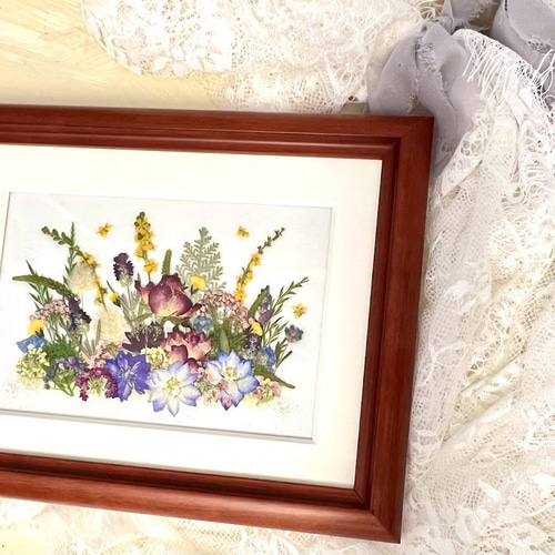 25周年 感謝記念Sale! 秋らしいブラウンがシックな押し花額 その他