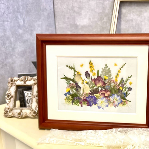 月下美人　押し花　額縁入り　押し花アート　汚れあり 月下美人の押し花額が出来上がりました。 – 彩りの丘