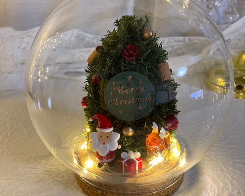超早割クリスマス2025 プリザーブドドライフラワーガラスドーム ガラス