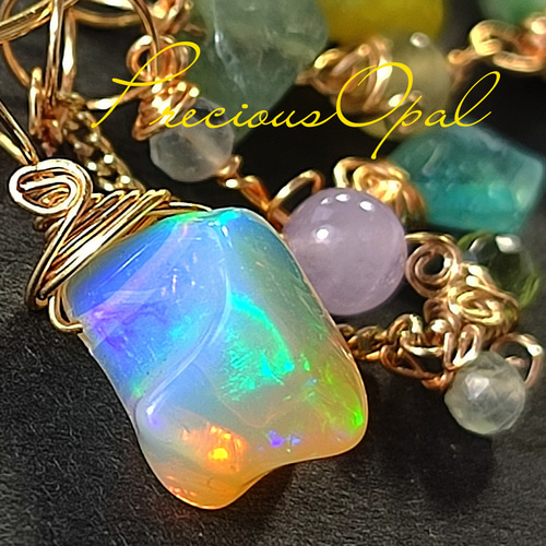 【秋gem】プレシャスオパール☆天然石ピアス 秋gem】プレシャスオパール☆天然石ピアス