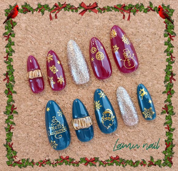 サイズオーダー】クリスマスネイル/ランダムステッカー ネイルチップ  