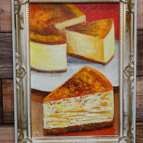 油絵 ミニ絵画【ベイクドチーズケーキ】 絵画 HR 通販 16602074