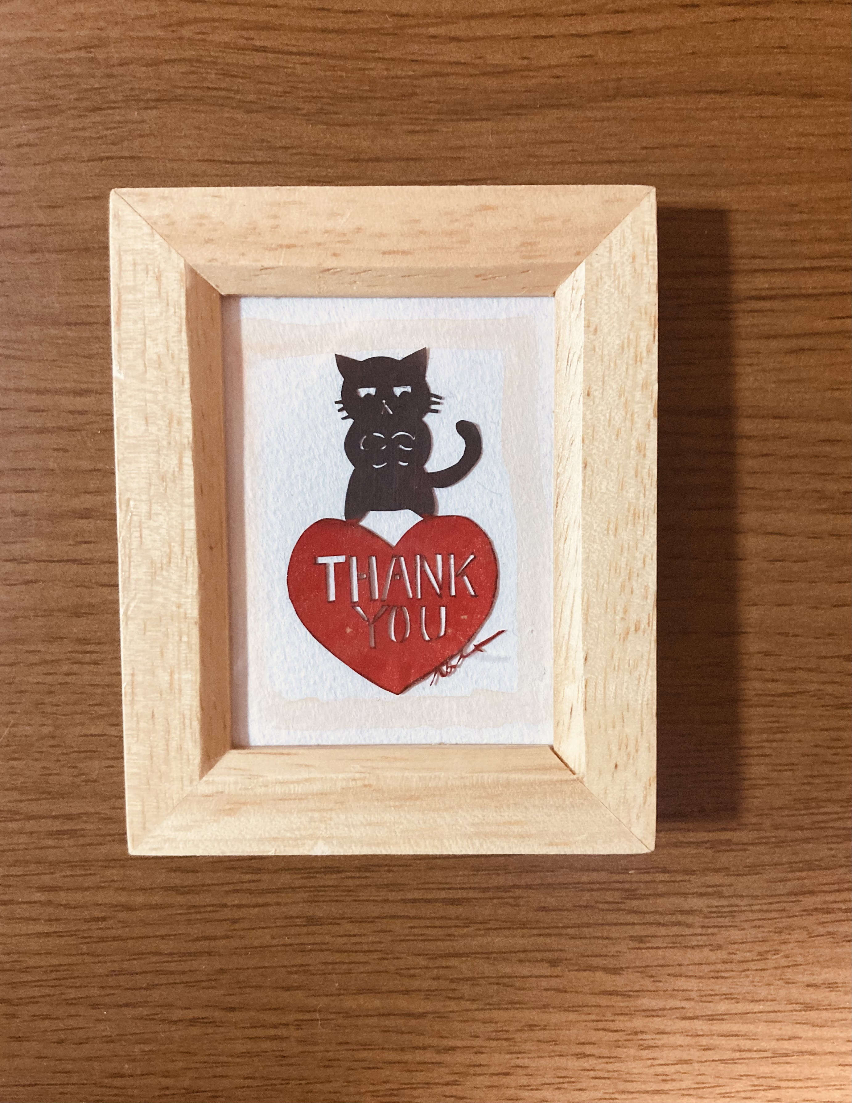 ミニ切り絵:なまいき猫ちゃんthankyou 1 切り絵 ナツさん@助太刀