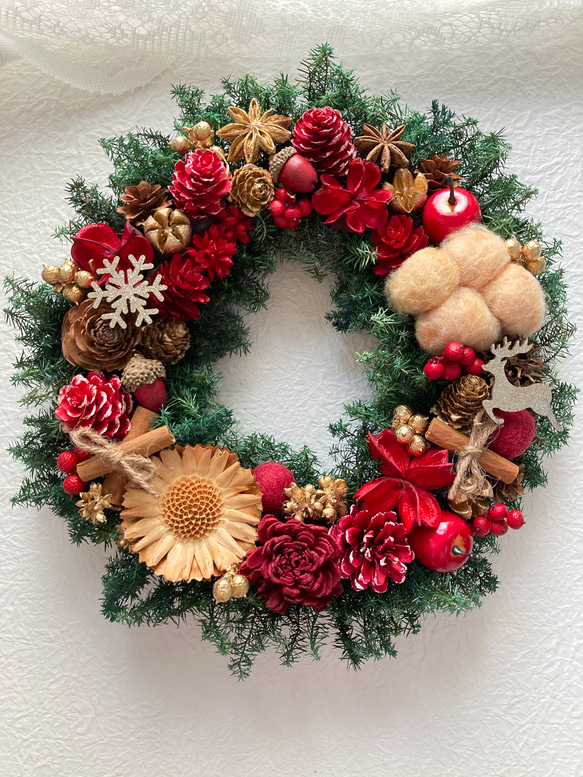 クリスマスを彩るハーフリースbrown×red クリスマスを彩るハーフリースbrown×red クリスマスハーフリース brown