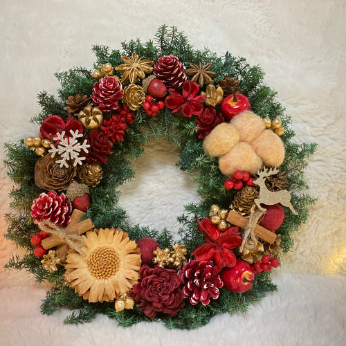 クリスマス2025SALE プリザーブドドライフラワーウィンターリース