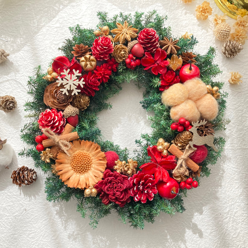 クリスマス2025SALE プリザーブドドライフラワーウィンターリース