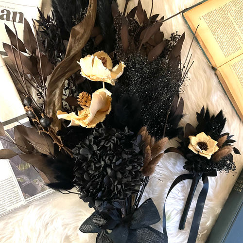 オーダー ドライフラワーモノトーンブーケ ご希望のブーケ花束をお作り 