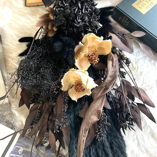 ドライフラワースワッグブーケモノトーン花束インテリアオーダー可能