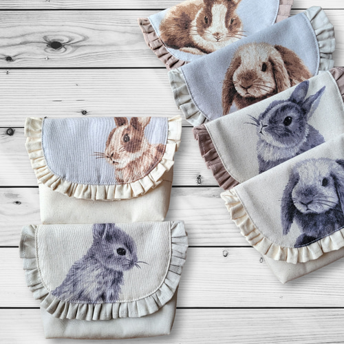 うさぎ♡*.· フリル移動ポケット ハンドメイド