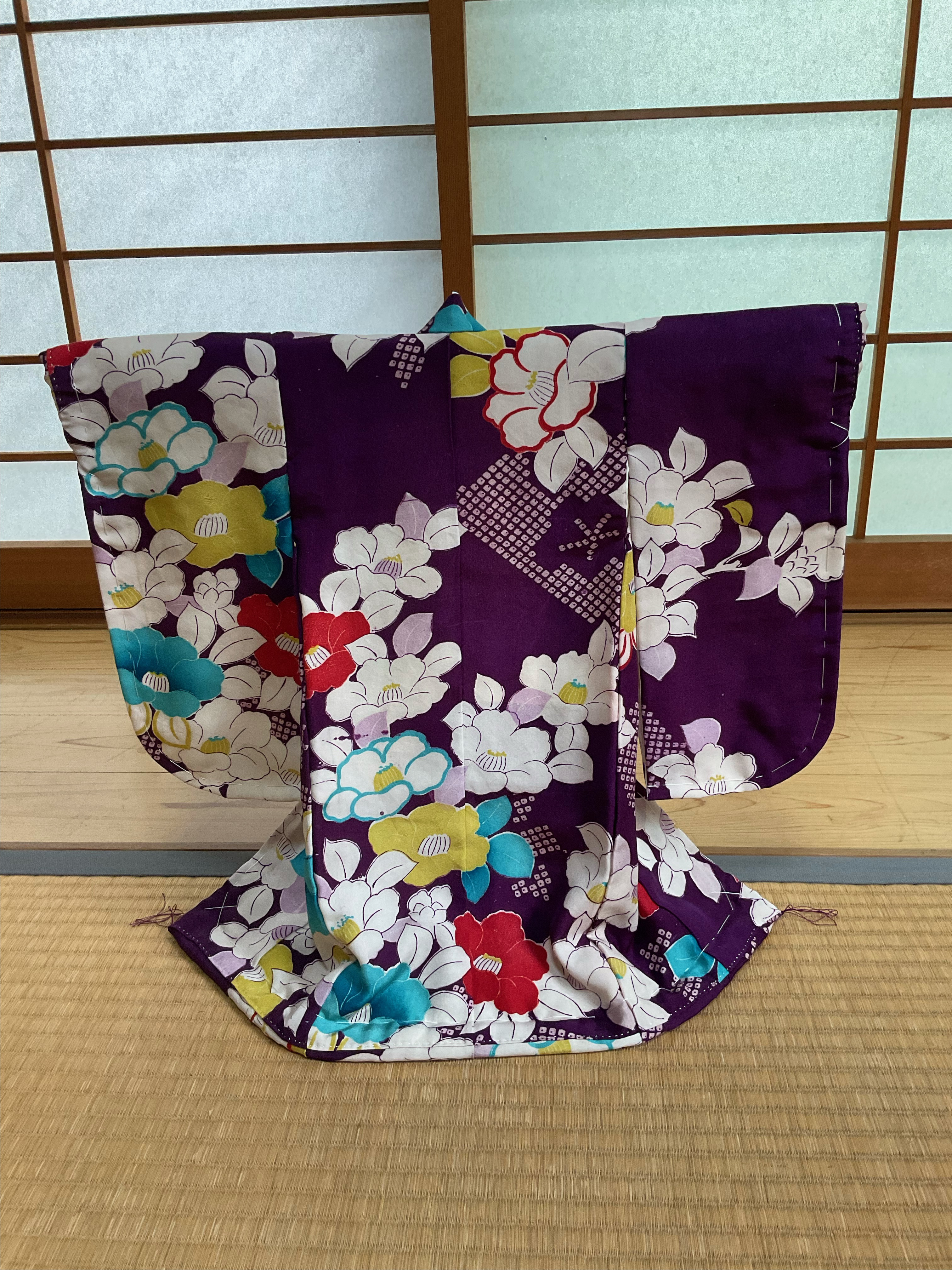 ミニチュア着物　花柄　椿