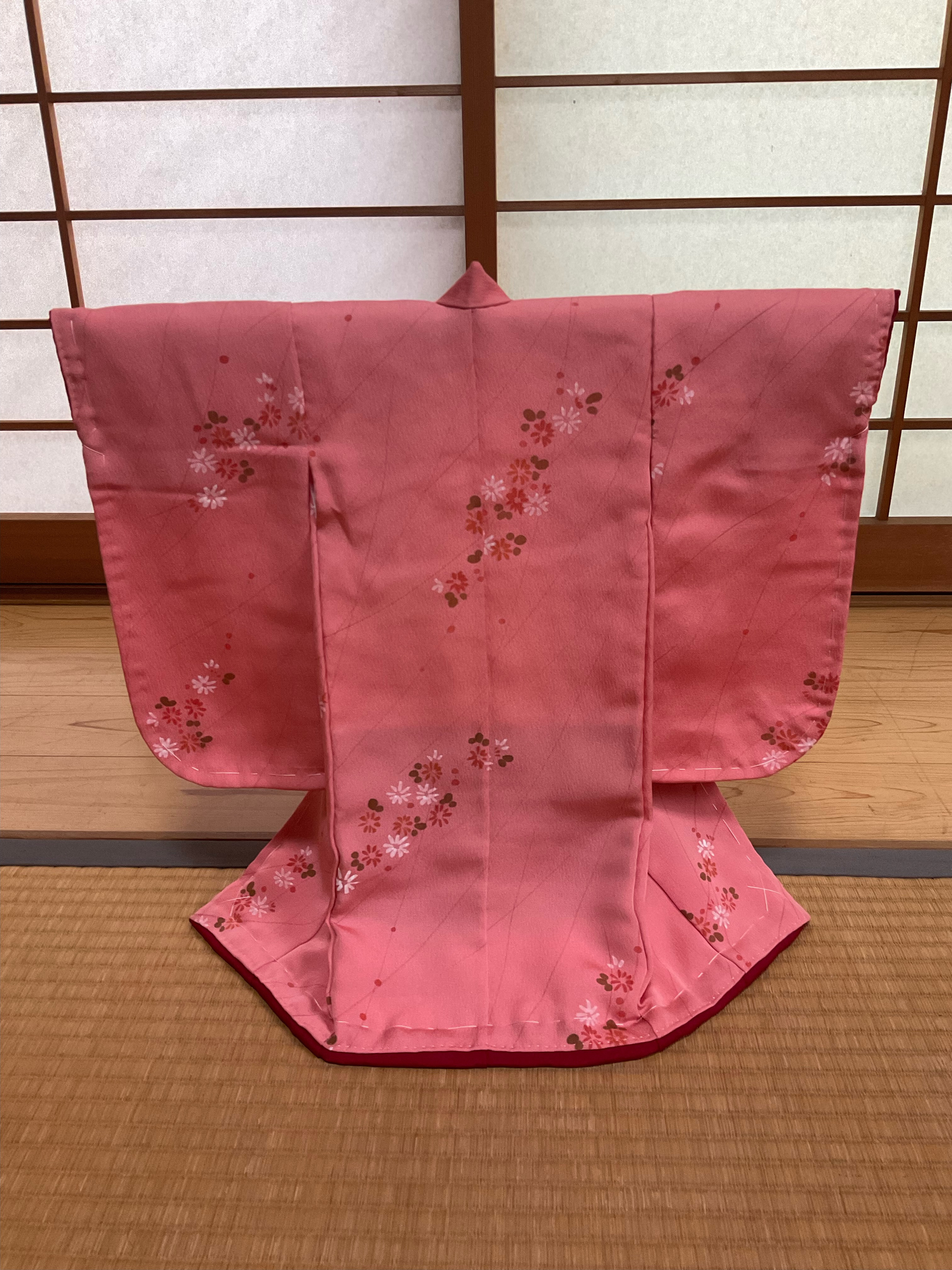 ミニチュア着物　花柄　桃色