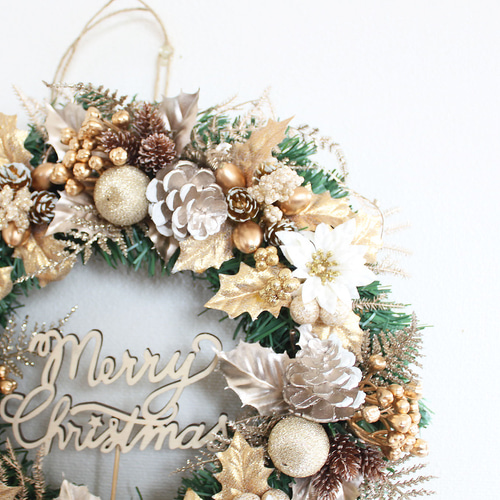 SALE♪「送料無料」クリスマスリース 直径約30cm X3340 リース