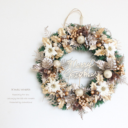 SALE♪「送料無料」クリスマスリース 直径約30cm X3340 リース