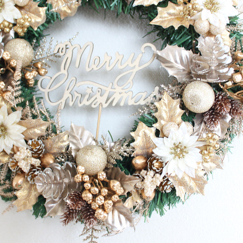 SALE♪「送料無料」クリスマスリース 直径約30cm X3340 リース