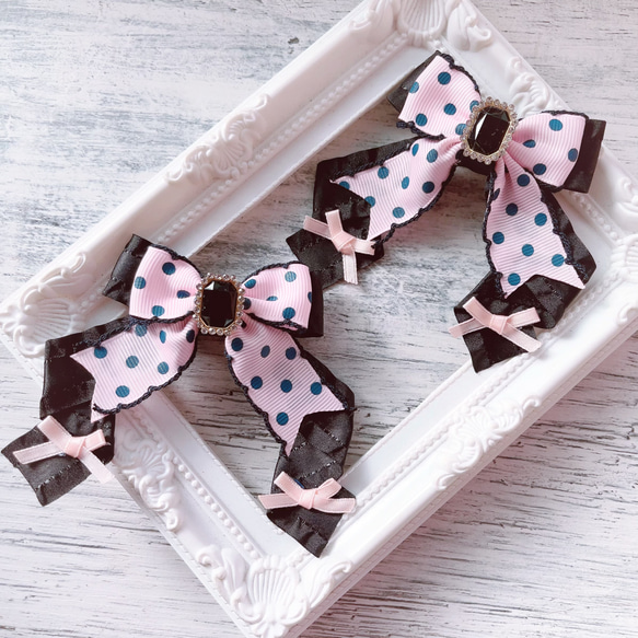 リバティ④ ベビーヘアクリップ 2個セット フローラルピクニック 