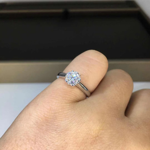 newデザイン】白金の薔薇 モアサナイト ダイヤモンド リング k18WG 