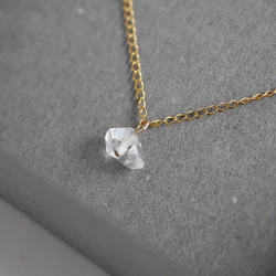小さな最上級ハーキマーダイヤモンド 1粒 14kgfチェーンネックレス 2枚目の画像
