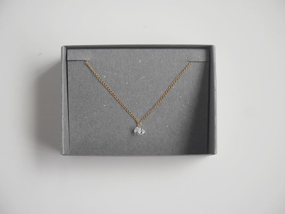 小さな最上級ハーキマーダイヤモンド 1粒 14kgfチェーンネックレス 4枚目の画像