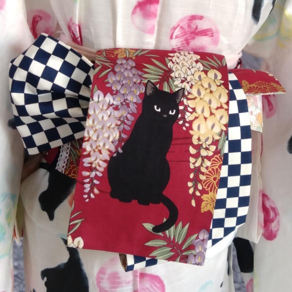 【P】ふりふ☆フリフ☆黒猫柄の浴衣と半幅帯のセット☆猫ネコねこcat 楽天市場】【マラソンクーポン配布中】浴衣単品「 花猫籠 」公式