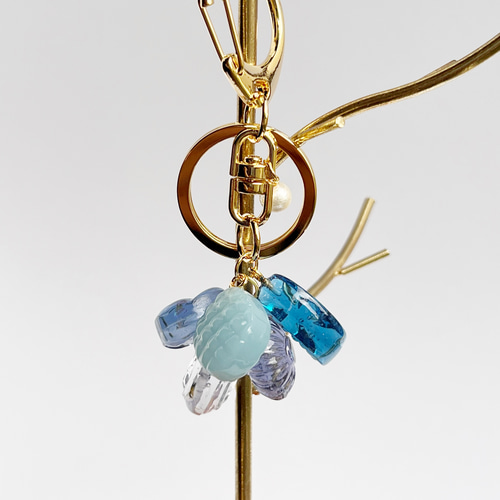 本物のお花を使った勿忘草のドロップキーホルダー チャーム バッグ