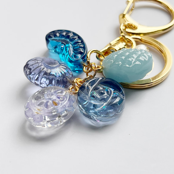 本物のお花を使った勿忘草のドロップキーホルダー チャーム