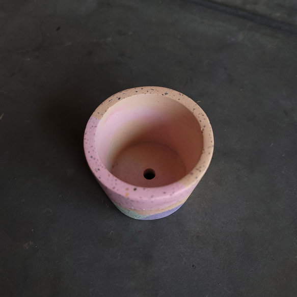 セメント鉢　ミニpot　ピンク　マーブル　cement pot//PINK　植木鉢 5枚目の画像