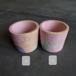 セメント鉢　ミニpot　ピンク　マーブル　cement pot//PINK　植木鉢 4枚目の画像
