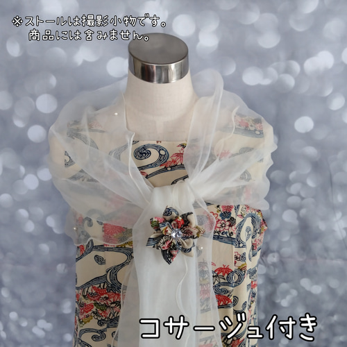 ボレロ&コサージュ付き ノースリーブワンピース⭐着物リメイク ボレロ&コサージュ付き ノースリーブワンピース⭐着物リメイク