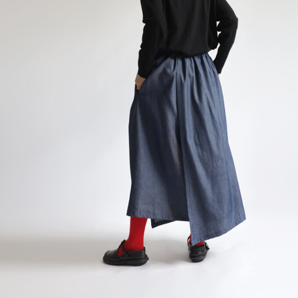 ＊ラスト１　春ウララＳＡＬＥ　ラップ巻きスカート　ロング　重ねデザイン 甘織デニム　F22 9枚目の画像