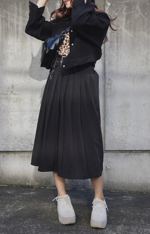 Corduroy Jacket＋Skirt 2P SET UP (black)セットアップ ブラック 黒 カジュアル 4枚目の画像