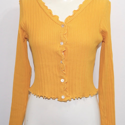 Mellow Rib Cardigan (yellow) ニットカーディガン イエロー 黄色 ガーリー 6枚目の画像