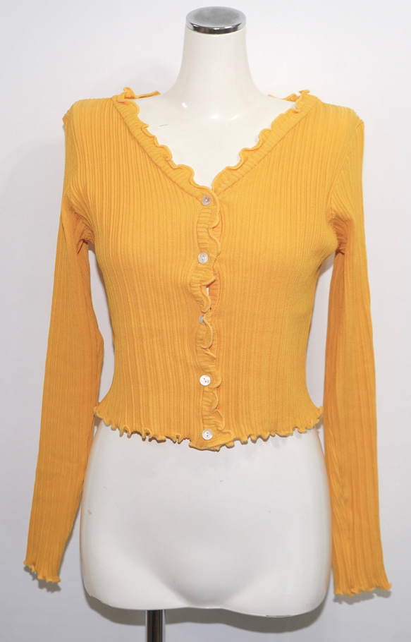 Mellow Rib Cardigan (yellow) ニットカーディガン イエロー 黄色 ガーリー 6枚目の画像