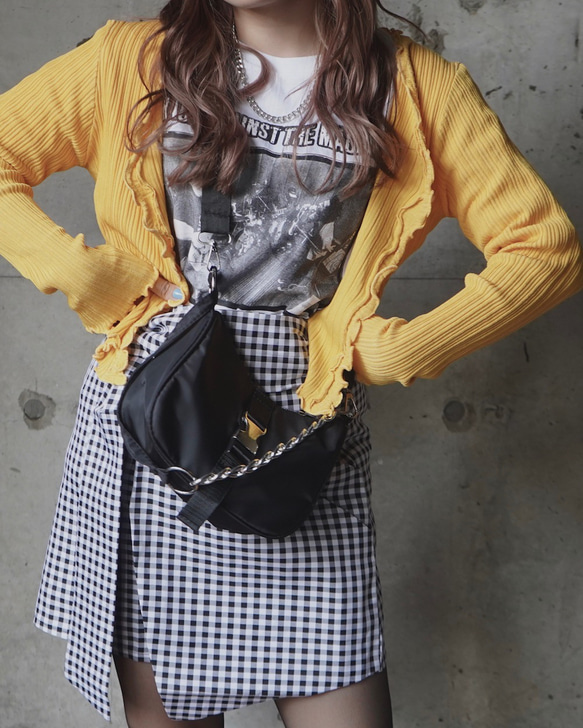 Mellow Rib Cardigan (yellow) ニットカーディガン イエロー 黄色 ガーリー 2枚目の画像